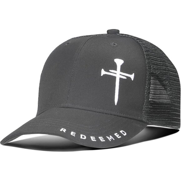Dark Grey 100%Cotton Christian Hats for Men Women Three Nails Cross Baseball Cap
